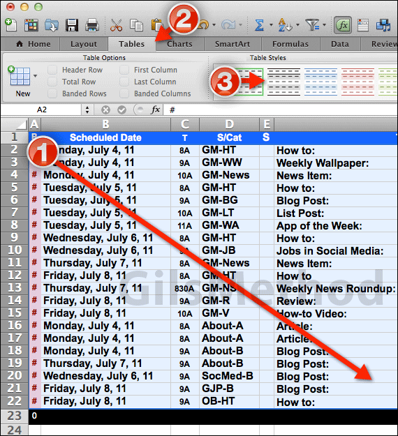 Excel for mac 2011 set style for cells list